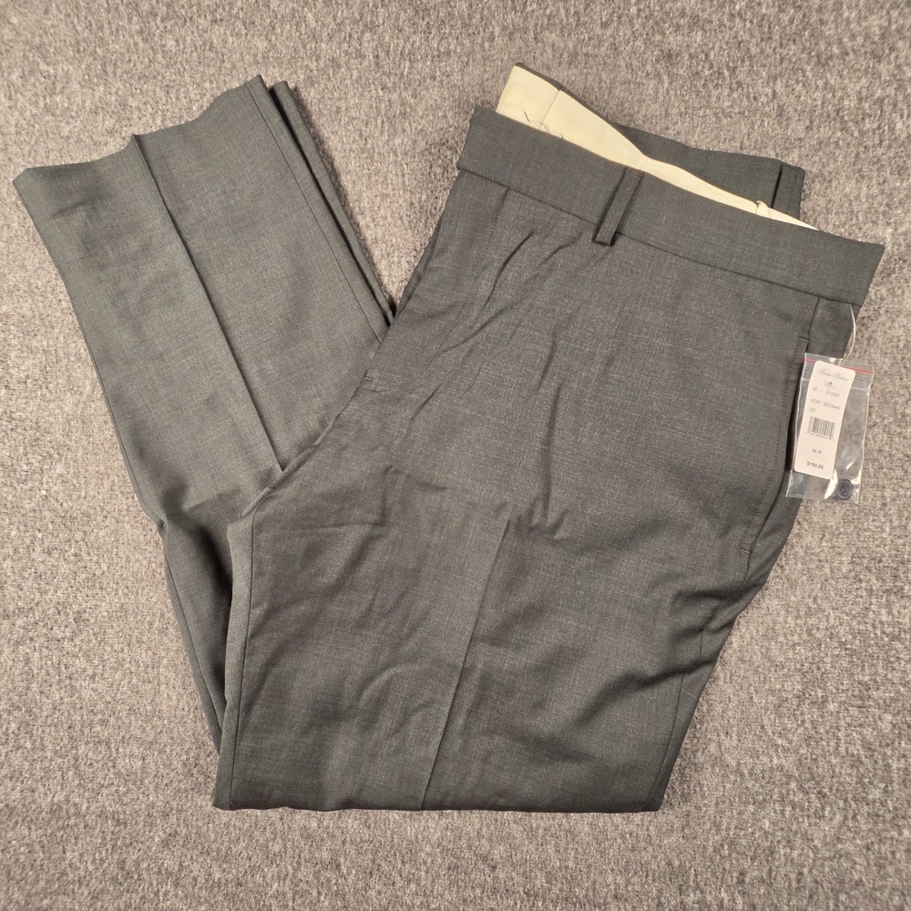 Brooks Brothers Mens 40x30 Gray Wool Blend Stretch Dress Pants 100219440 NWT